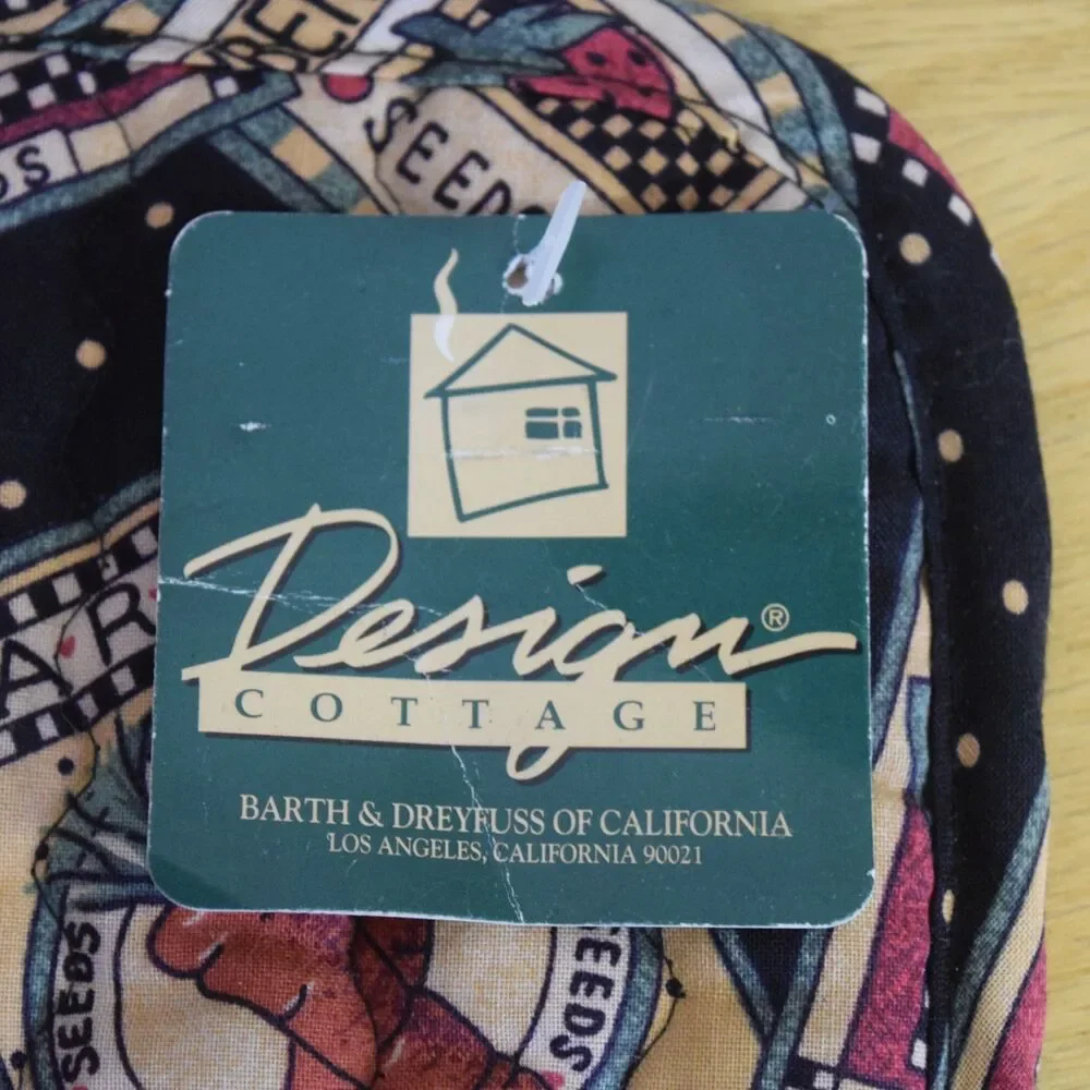 VTG 90s Pot Holder Design Cottage Farmhouse Garden Seed Packets Barth & Dreyfuss